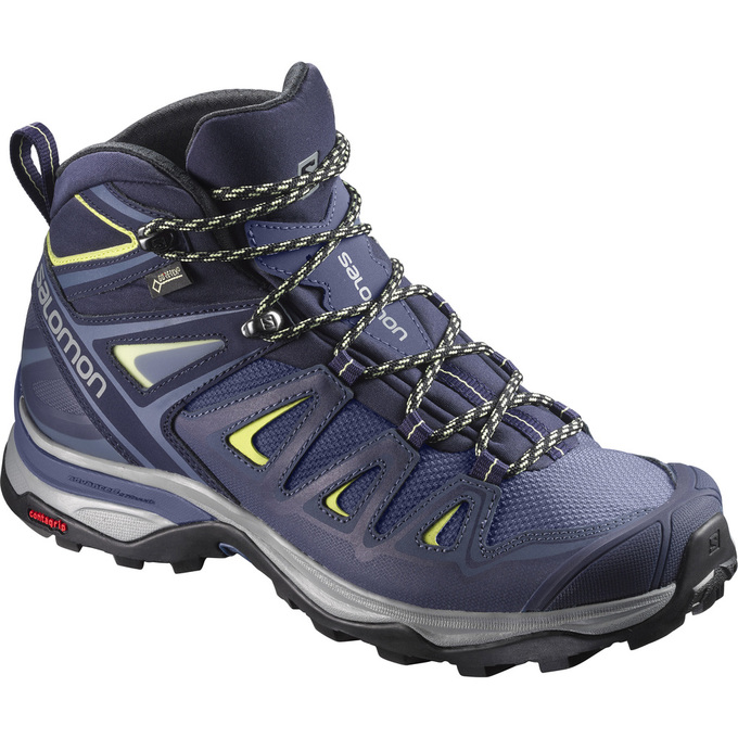 Salomon Singapore Womens Hiking Shoes - X ULTRA 3 WIDE MID GTX® W Deep Blue | 14638-TJCW